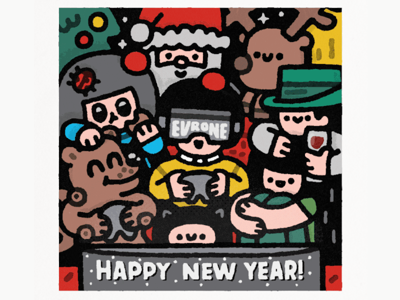 New year's card doodle evrone friends fun game gaming github happy new year hny kawaii santa анимация иллюстрация новый год открытка рисунок санта клаус