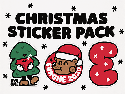 Christmas Sticker Pack branding christmas cute design evrone fun happy new year hny illustration simple snow sticker design stickermule stickerpack stickers