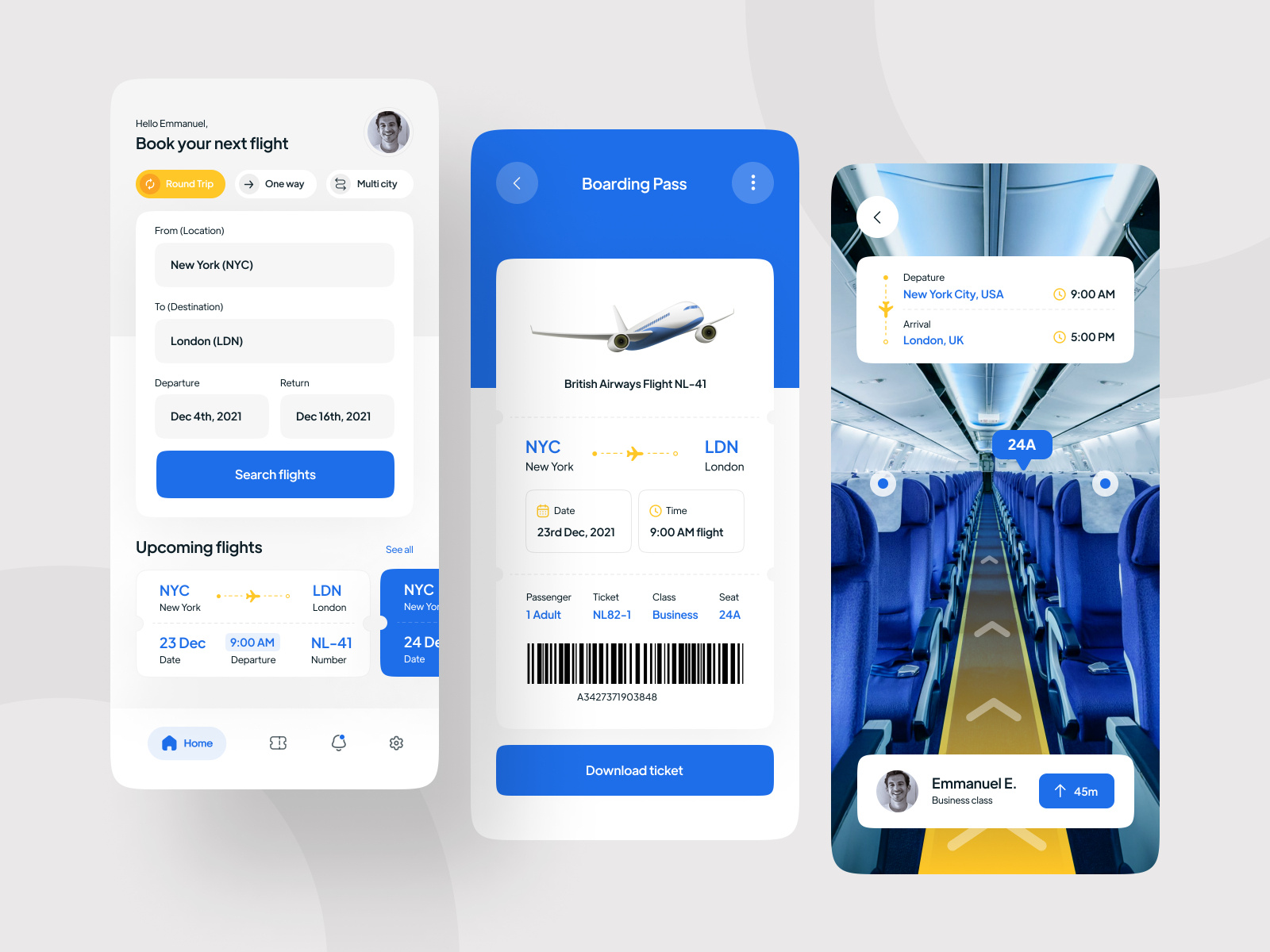 Flight booking App by Emmanuel Edokpa for Dosage Studio on Dribbble