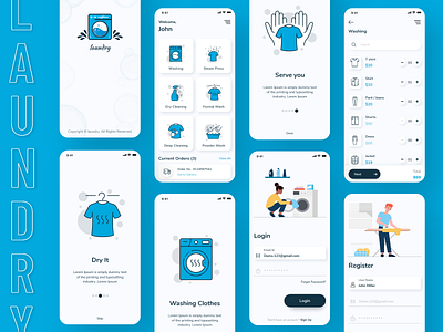 Laundry App Design app app design application branding clothing design design flat design freebie invite ios design laundry laundry app trending ui uiux ux