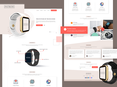 Patroh Web Landing design flat design ios design iwatch landing page landingpage orange product design product page trending ui uiux vector watch website