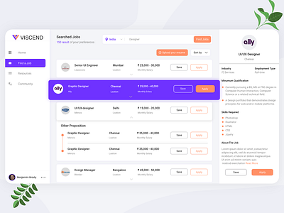 Job Portal Dashbaord admin panel dashboad design flat design job board job portal job website landing page portal trending ui uiux web website