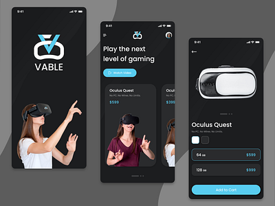 Vable VR App UI app app design application black ui design flat design ios design trending ui uiux virtual reality virtual reality app virtualreality vr