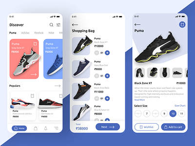 Shoe App UI app app design design figma flat design ios design shoe shoe ui shoes shoes app trending ui uiux ux xd xd design xd ui kit