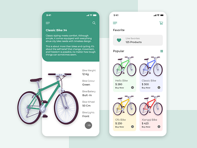 eCommerce App - Bicycle Shop app design bicycle bicycle shop bike branding design ecommerce ecommerce app flat design free landing page logo trending ui uiux ux