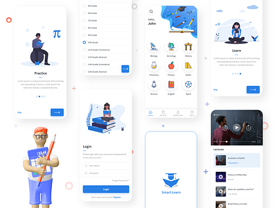 Education App UI app design branding children design education education app education website flat design free freebie illustration landing page school trending ui uiux vector