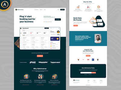 Admin Panel Landing Page admin panel branding dashboard flat design icon landing page logo trending uiux vector website design