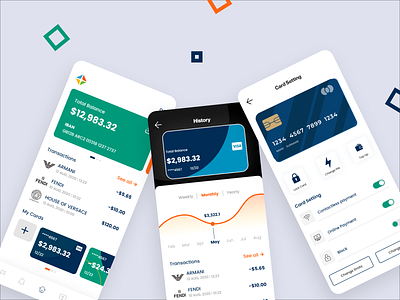 Bank App UI app design banking app cards design flat design icon logo transaction trending typography uiux wallets