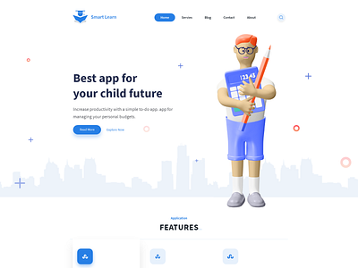 Education Landing Page 3d visual app design app web design branding design education website flat design illustration logo trending uiux web landing page website