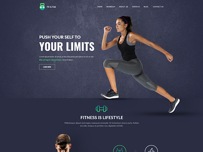 Fitness Landing Page fitness club fitness landing page flat design icon illustration landing page logo trending typography uiux vector website design