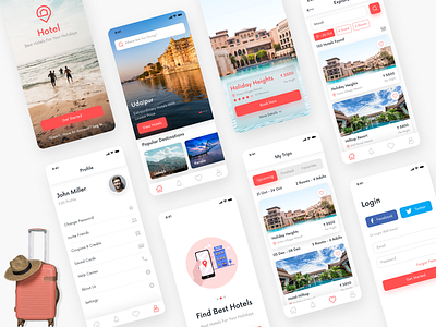 Hotel Booking App app design application branding design flat design hotel app hotel booking illustration image manipulation ios design trending uiux