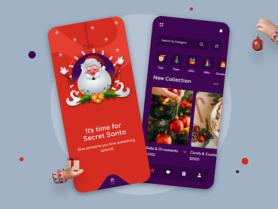 Christmas App UI Design app design celebration christmas christmas card christmas flyer christmas party christmas tree flat design santaclaus trending xmas