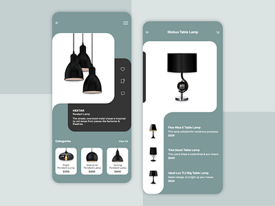 Lamp Shop App application application design branding ecommerce app ecommerce shop flat design furniture lamp lightning luxury mobile design morden shopping app trending trendy ui design uiux