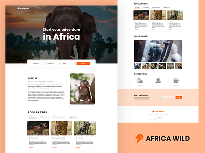 Safari Web Page africa concept design designs filter flat design landing page safari safaris service style trending uiux ux webdesign website