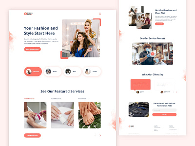 Salon Website agency beauty beauty salon branding clean ui cosmetics creative flat design illustration landing page design salon shop startup trending ui design uiux webdesign website