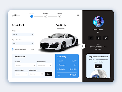 Car Insurance Ui Website app design application branding clean design flat design illustration insurance minimal trending uiux web application design webdesign website