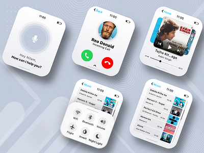 Smartwatch Ui app design apple apple watch cards dribbble flat design ios minimal music app smartwatch trend trending uidesign uiux watch watch ui watchface wireframe