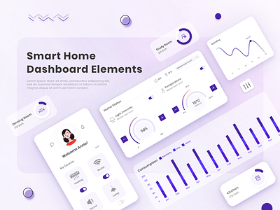 Smart Home Dashboard admin clean design component control creativity dashboard dashboard ui energy graph home minimal productdesign room smarthome smarthouse statistic temperature uiux website