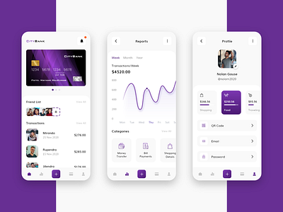 Banking App app app design application bank bank app bank card banking banking app bankingapp cards debit card design finances financial flat design profile trending uiux