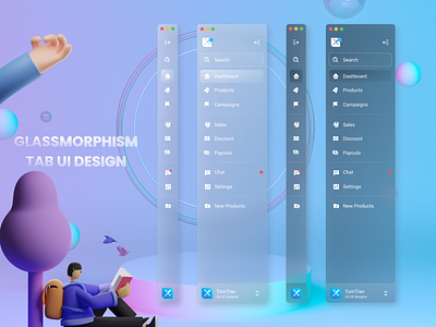 Glassmorphism Menu 2021 2021 trend app design application branding design flat design glass glasses glassmorphism glassy gradient menu menu design menubar side menu trending uiux