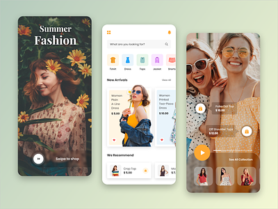 Summer Fashion E-commerce App app app design application e commerce app ecommerce design fashion app fashion brand flat design mobile design trending uiux