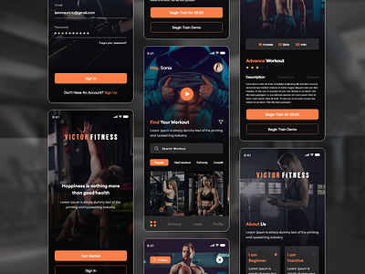 Fitness Application app design design fitness app fitness app design flat design graphic design illustration trending ui uiux vector