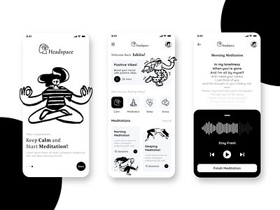 HeadSpace Application app design application branding challenges design flat design graphic design headspace headspace app illustration logo mobile app trending ui uiux vector