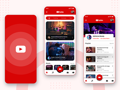 YouTube | App Redesign Challenge app application clean design graphic design mobile music popular profile redesigned youtube social streaming trending ui upload video youtube
