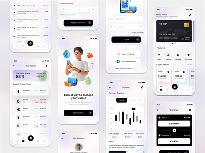 Cryptocurrency wallet App Design 3d animation app design branding cryptocurrency cryptocurrency wallet app design design flat design graphic design illustration logo motion graphics trending ui uiux uiuxdesign vector wallet app design