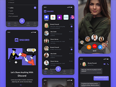 Discord Redesign Challenge app challenges chat app dark theme design discord discord redesign message app redesign trending ui video call