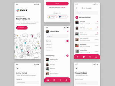 Slack App Redesign Challenge chat light theme management messenger minimal profile project slack trending