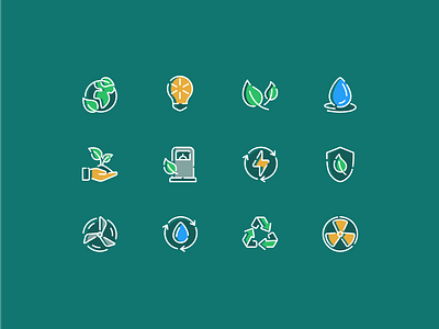 Ecology Icon Set artwork ecology energy environtment green icon icon design icon set iconography illustration logo ui