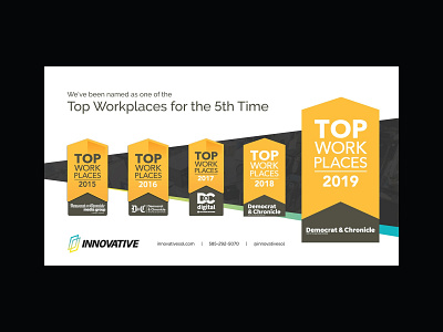 Social media promotion for our 5x Top Workplace award