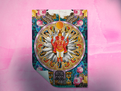 Ganesha collage mockup astronomy fantasy ganesha gods learning poster practice sci fi wall art