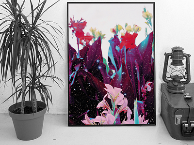 Mockup on my depop 35mm astronomy fantasy foliage graphic design learning practice sci fi wall art