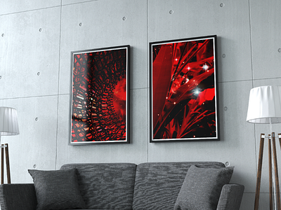 Twin set Visual Optics Red astronomy fantasy foliage graphic design learning mockup practice sci fi wall art