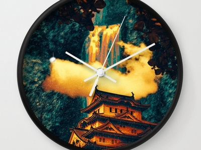 Home Temple Dreamscape Wall Clock planets nebula nebulae galaxies star cluster stars space inspiration fiction astronomy vaporwave sci-fi mood magic fantasy mystery overlays textures patterns experiment