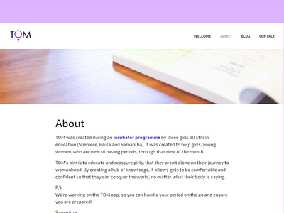 About Page about us aboutus periods purple tom web website website builder website concept