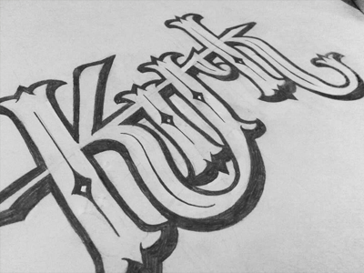 Kirk custom type doodle drawing graphite illustration name pencil sketch type