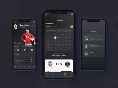Football Manager app design football game play ui ux web design