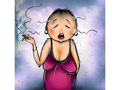 Smoking lady illustration procreate app