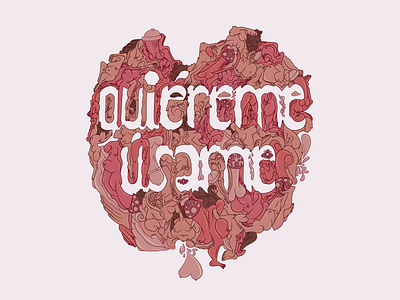 Amor Seguro "Quiéreme, úsame" drawing illustration poster