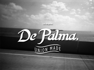 Depalma america black de palma lettering logo script type typography white wordmark