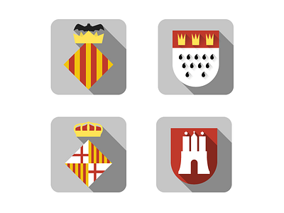 Flat Citie's Crests barcelona cities city coat of arms cologen crest flat hamburg icon valencia