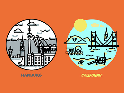 California vacation california hamburg illustration los angeles minimal monostroke san francisco vector
