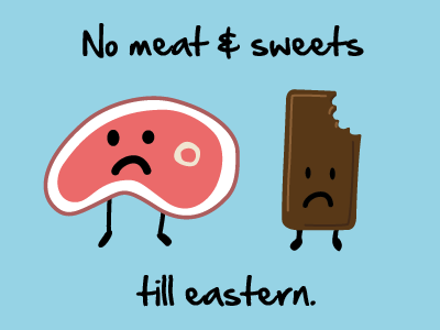No meat & sweets abstinence illustration meat sweets
