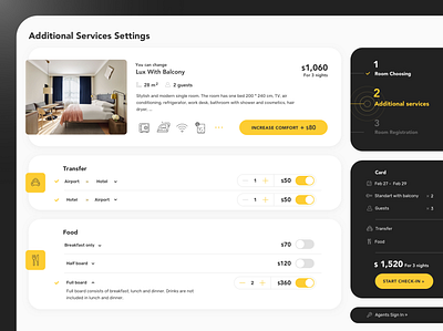 FrontDesk Additional Services Settings design systems hotel order rent settings ui design ux design web
