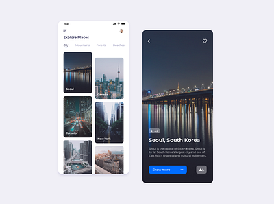 Explore places app ui design xd design