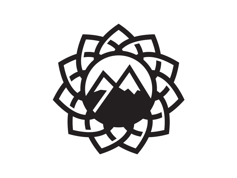 Bikram Yoga Denver black white circle lotus mountain symmetrical