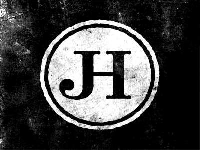 Is it a J or an H or both? black circle lettermark logo texture white